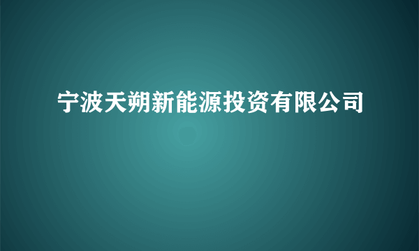 宁波天朔新能源投资有限公司