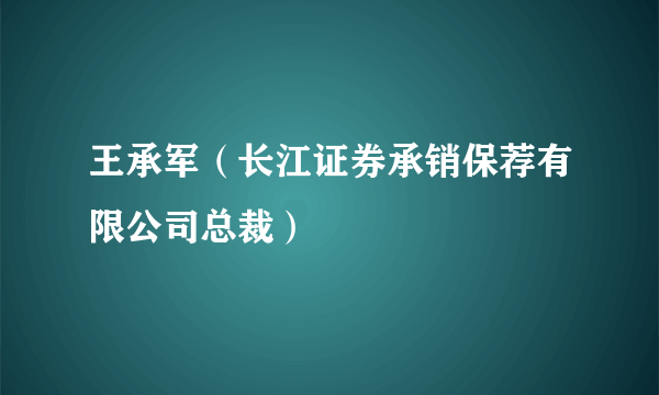 王承军（长江证券承销保荐有限公司总裁）