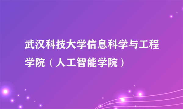 武汉科技大学信息科学与工程学院（人工智能学院）