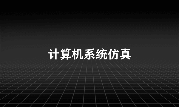 计算机系统仿真