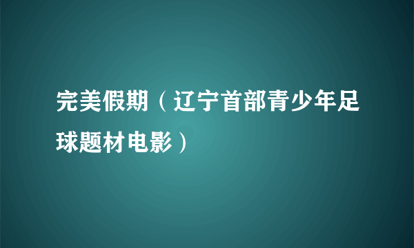 完美假期（辽宁首部青少年足球题材电影）