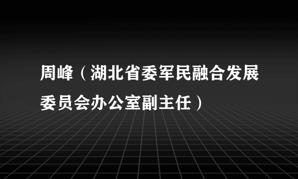 周峰（湖北省委军民融合发展委员会办公室副主任）