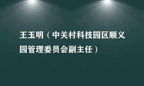 王玉明（中关村科技园区顺义园管理委员会副主任）