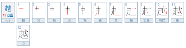 越的笔顺笔画顺来自序