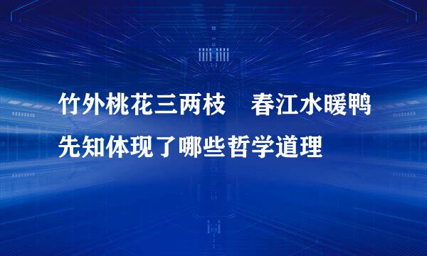 竹外桃花三两枝 春江水暖鸭先知体现了哪些哲学道理