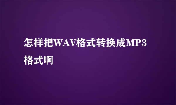 怎样把WAV格式转换成MP3格式啊