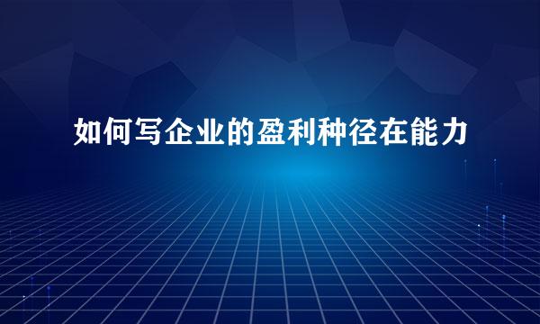 如何写企业的盈利种径在能力