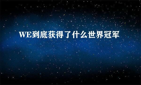 WE到底获得了什么世界冠军