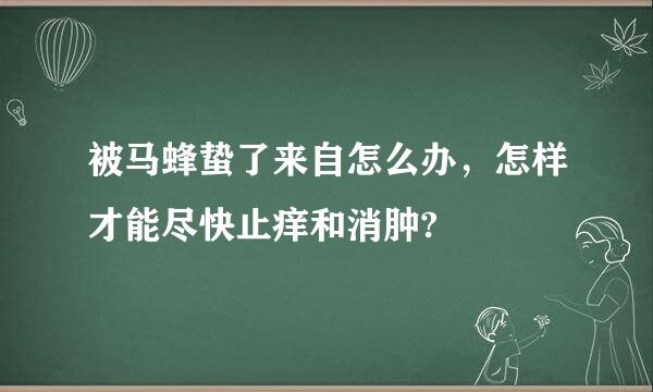 被马蜂蛰了来自怎么办，怎样才能尽快止痒和消肿?