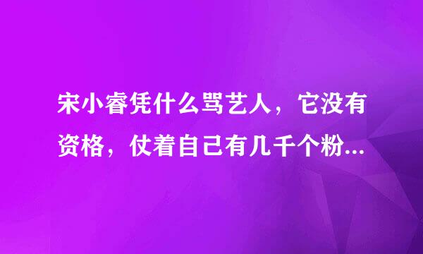 宋小睿凭什么骂艺人，它没有资格，仗着自己有几千个粉丝，也不看人家艺人有多少粉丝？