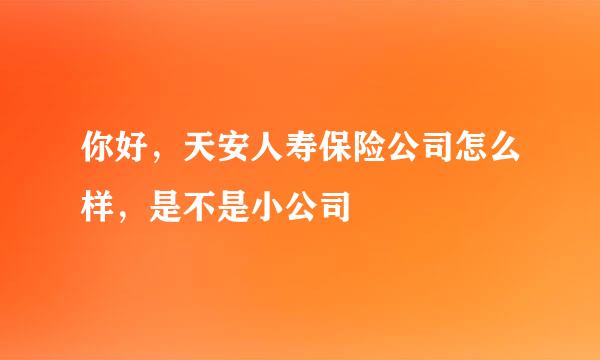 你好，天安人寿保险公司怎么样，是不是小公司