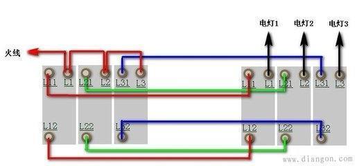 三开双控开关石侵题项农接线图，附图