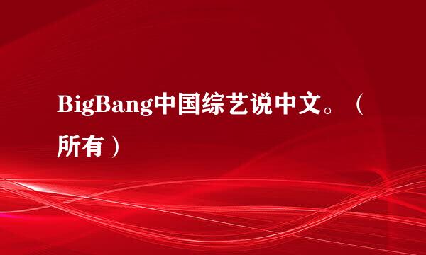 BigBang中国综艺说中文。（所有）