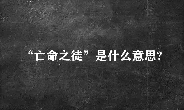 “亡命之徒”是什么意思?