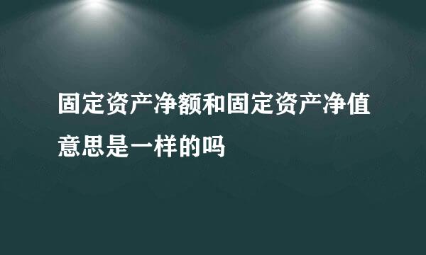 固定资产净额和固定资产净值意思是一样的吗