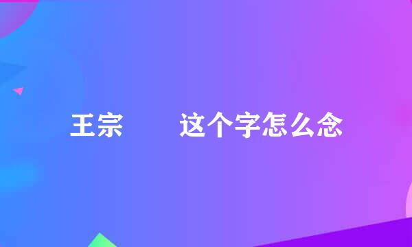 王宗  这个字怎么念