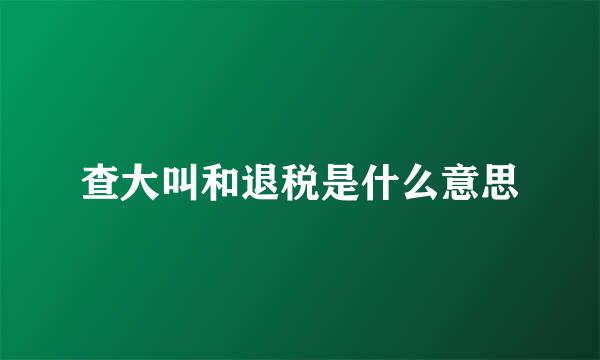 查大叫和退税是什么意思