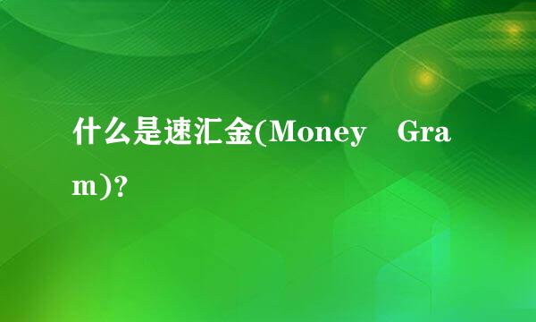 什么是速汇金(Money Gram)？