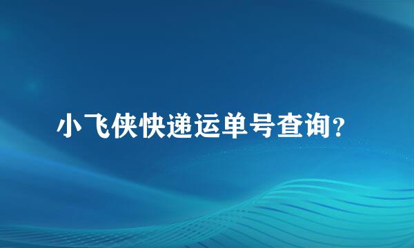 小飞侠快递运单号查询？