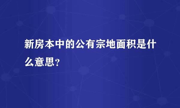 新房本中的公有宗地面积是什么意思？