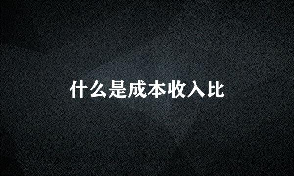 什么是成本收入比