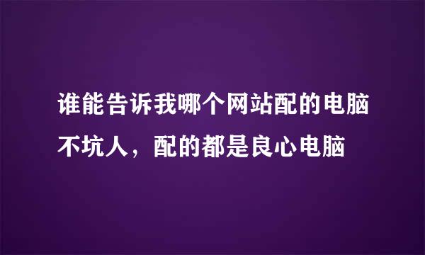 谁能告诉我哪个网站配的电脑不坑人，配的都是良心电脑