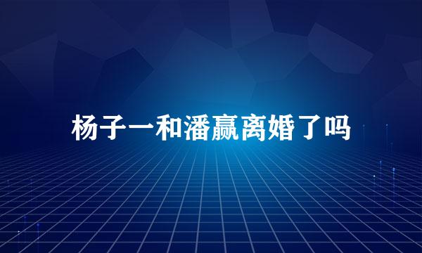 杨子一和潘赢离婚了吗