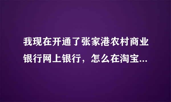 我现在开通了张家港农村商业银行网上银行，怎么在淘宝上付款？