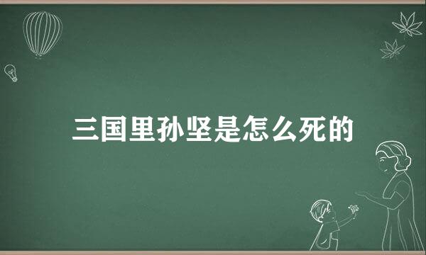 三国里孙坚是怎么死的