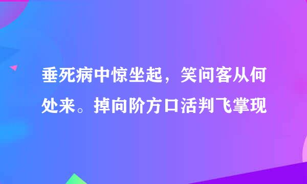 垂死病中惊坐起，笑问客从何处来。掉向阶方口活判飞掌现