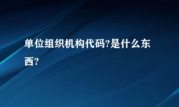 单位组织机构代码?是什么东西?