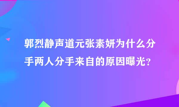 郭烈静声道元张素妍为什么分手两人分手来自的原因曝光？