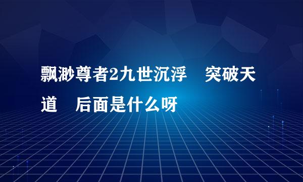 飘渺尊者2九世沉浮 突破天道 后面是什么呀