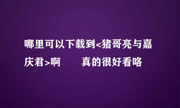 哪里可以下载到<猪哥亮与嘉庆君>啊  真的很好看咯