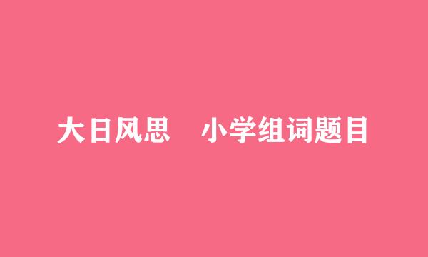 大日风思 小学组词题目