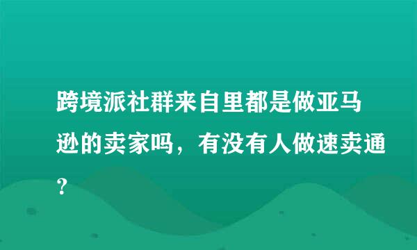 跨境派社群来自里都是做亚马逊的卖家吗，有没有人做速卖通？