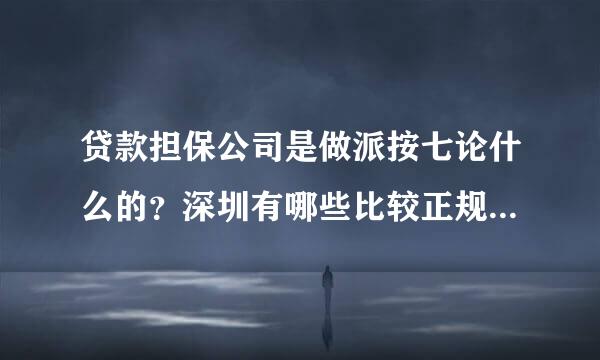 贷款担保公司是做派按七论什么的？深圳有哪些比较正规的担保公司