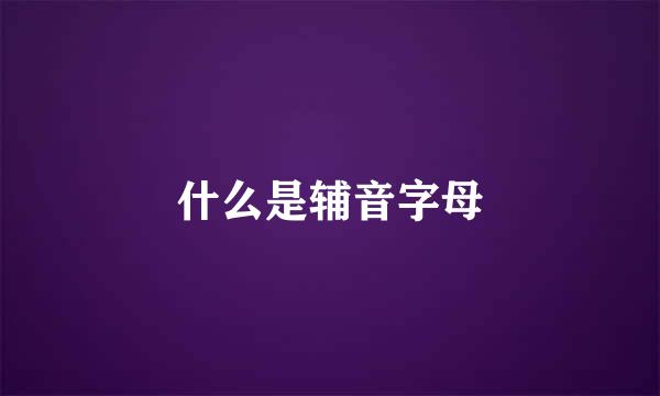 什么是辅音字母