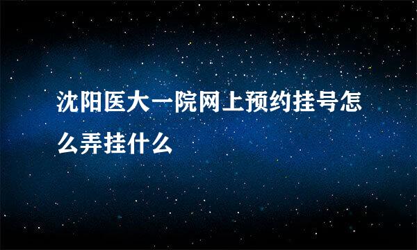 沈阳医大一院网上预约挂号怎么弄挂什么