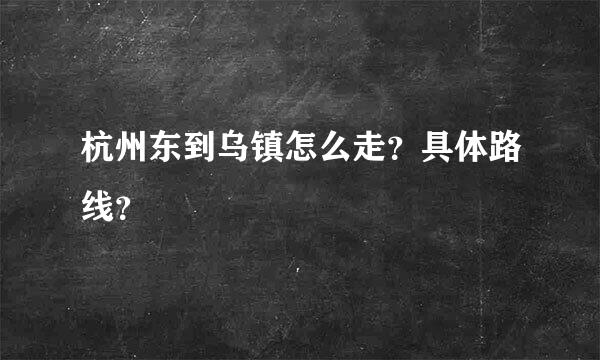 杭州东到乌镇怎么走？具体路线？