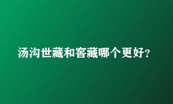 汤沟世藏和窖藏哪个更好？