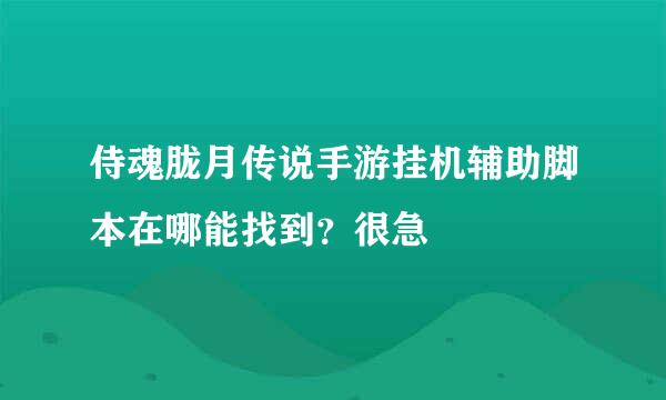 侍魂胧月传说手游挂机辅助脚本在哪能找到？很急