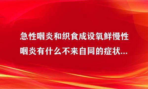 急性咽炎和织食成设氧鲜慢性咽炎有什么不来自同的症状?怎么区别?如题 谢蛋诗话谢了