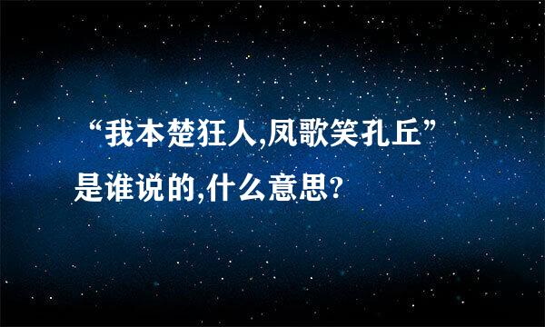 “我本楚狂人,凤歌笑孔丘”是谁说的,什么意思?