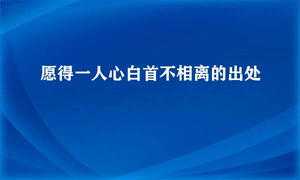 愿得一人心白首不相离的出处