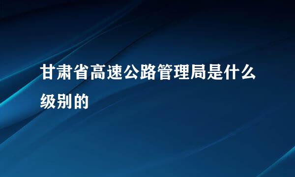 甘肃省高速公路管理局是什么级别的