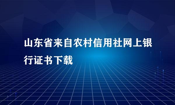 山东省来自农村信用社网上银行证书下载