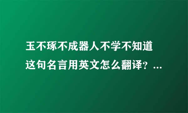 玉不琢不成器人不学不知道 这句名言用英文怎么翻译？求地道翻译！