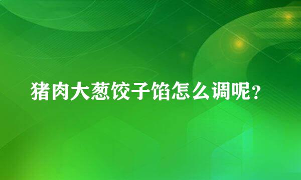 猪肉大葱饺子馅怎么调呢？