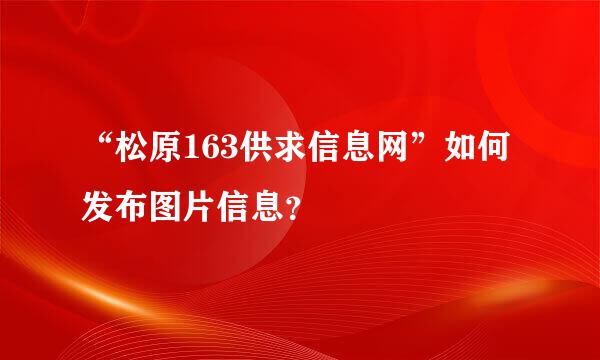 “松原163供求信息网”如何发布图片信息？